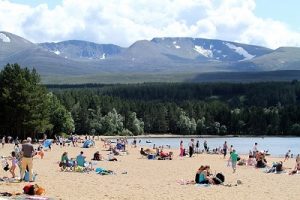 Loch Morlich beach in highland cairgorms